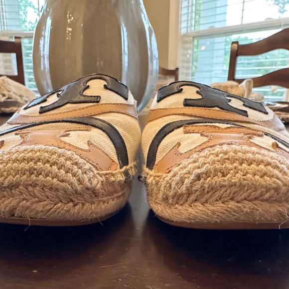 Tory Burch Canvas & Jute Espadrilles - Cream, Navy, Tan - sz 7 - Lightly Worn - Picture 7 of 8